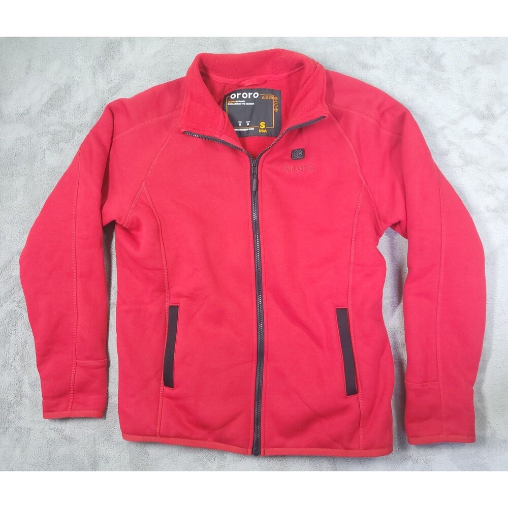 Ororo Heated Fleece Jacket Mens Red Size Small Full Zip Outdoor NEW